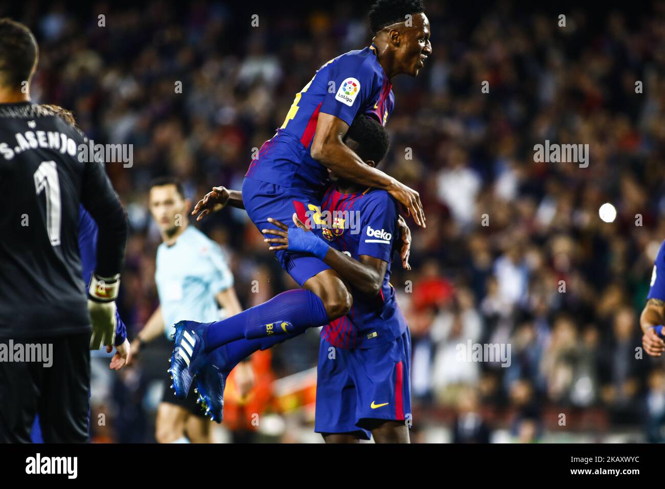 Ousmane Dembele From France Of Fc Barcelona Celebrating His Goal