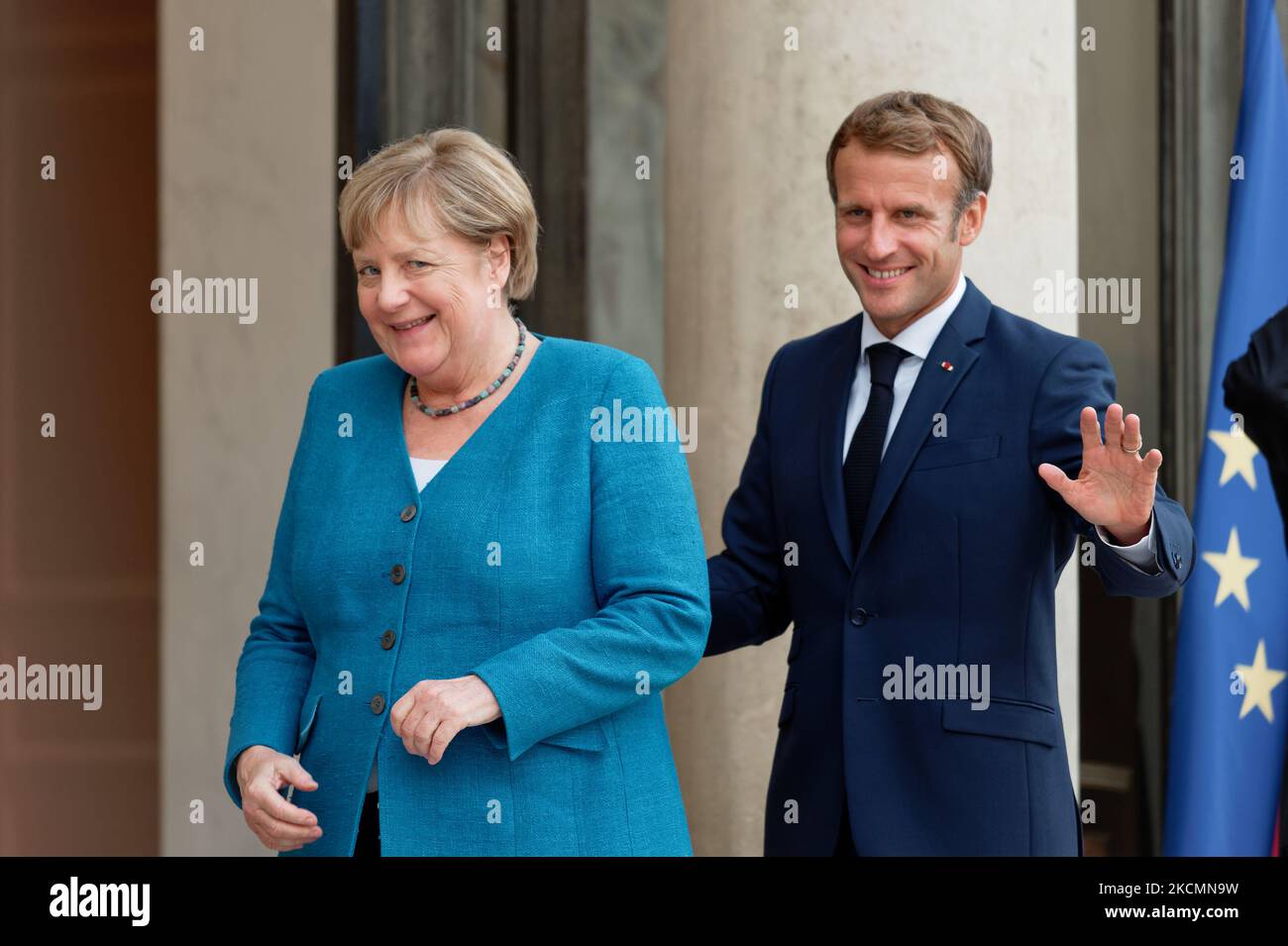 French President Emmanuel Macron Welcomes German Chancellor Angela