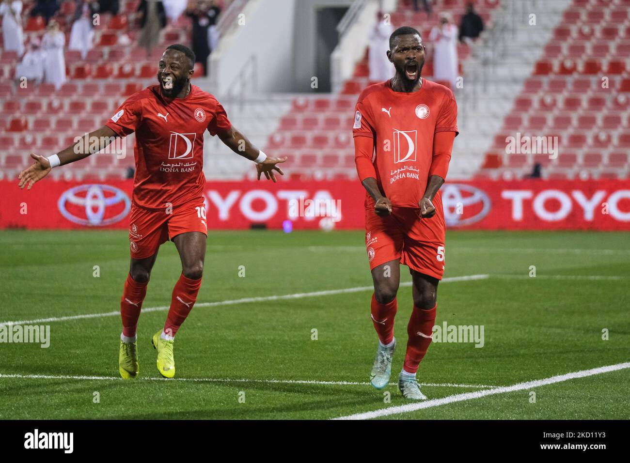 Abdulgadir Ilyas Bakur 55 Of Al Arabi Celebrates His Goal With Adama