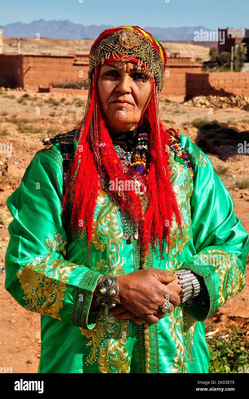 Berber Woman Dressed In Fancy Attire During A Festival In Ait Benhaddou