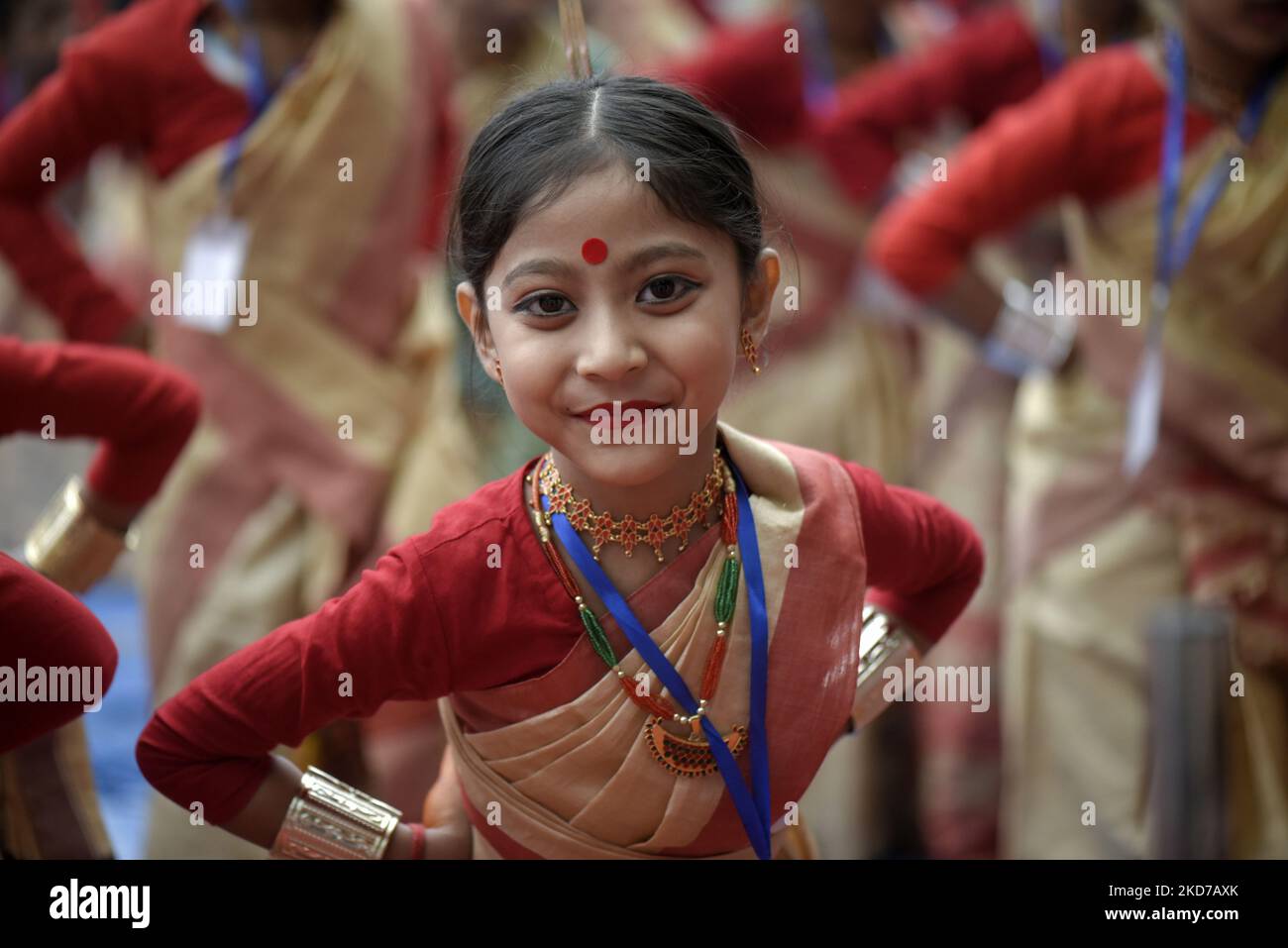 Girls Perform Traditional Dance At A Bihu Dance Workshop Ahead Of