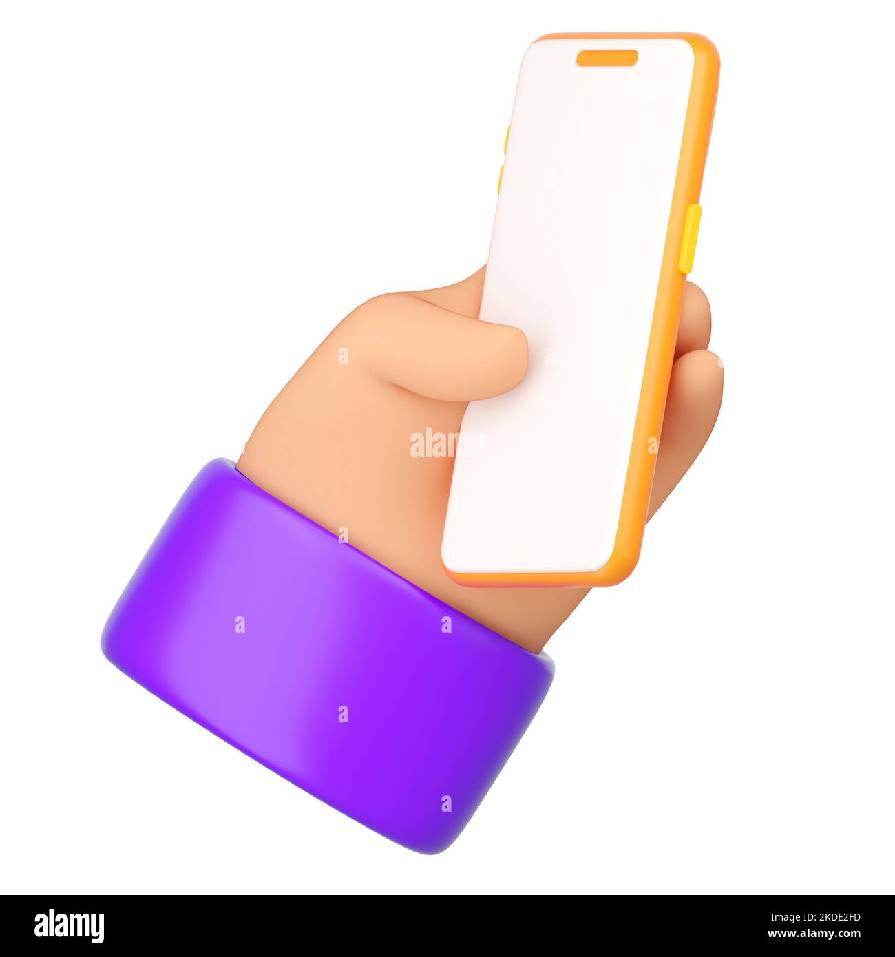 D Cartoon Human Hand Hold Smartphone Using Phone Concept Realistic