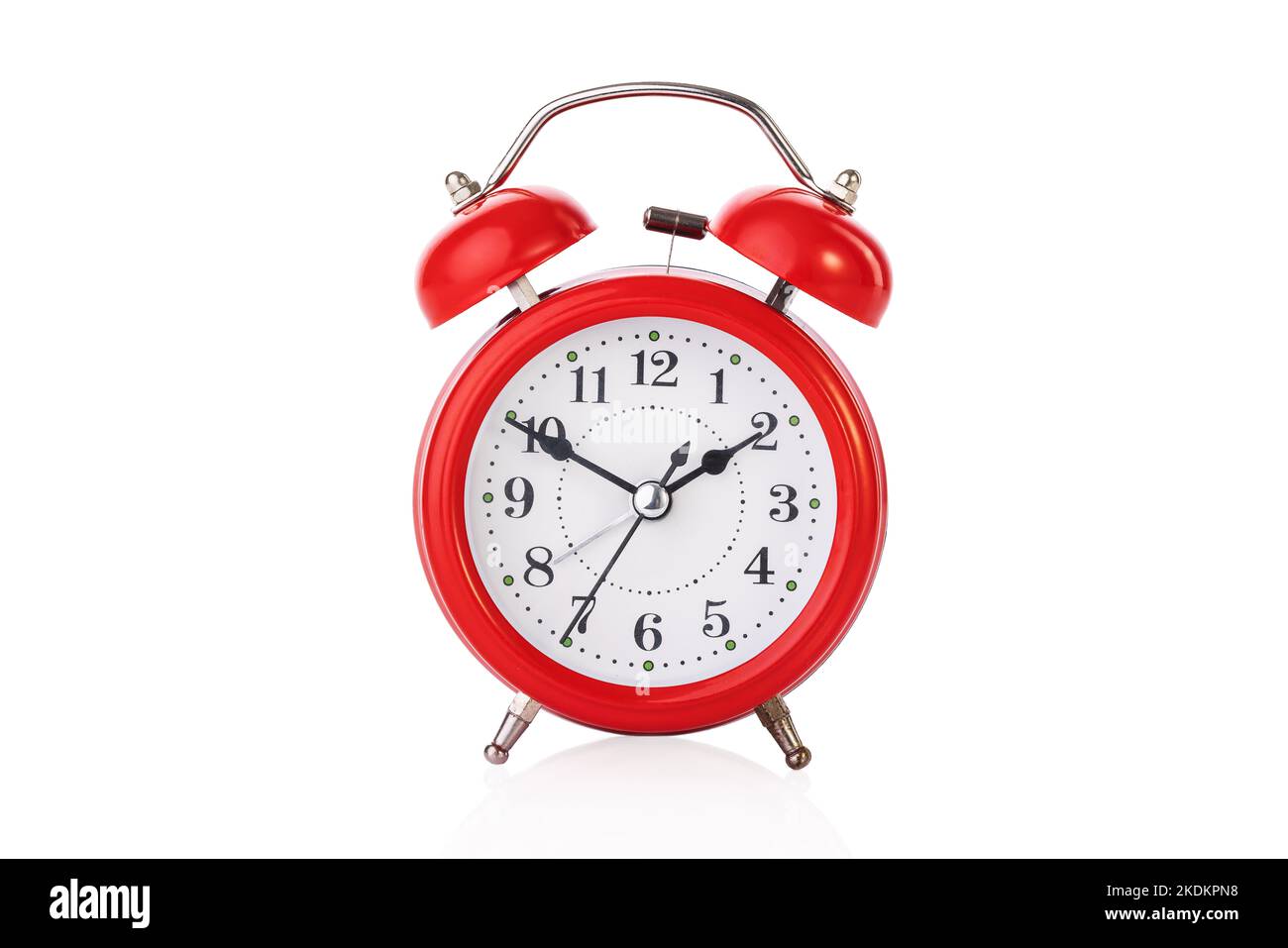 Red Alarm Clock Isolated On White Background With Clipping Path Stock