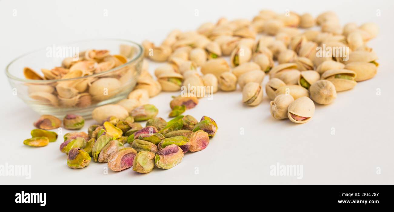 Roasted Pistachios On White Background Stock Photo Alamy