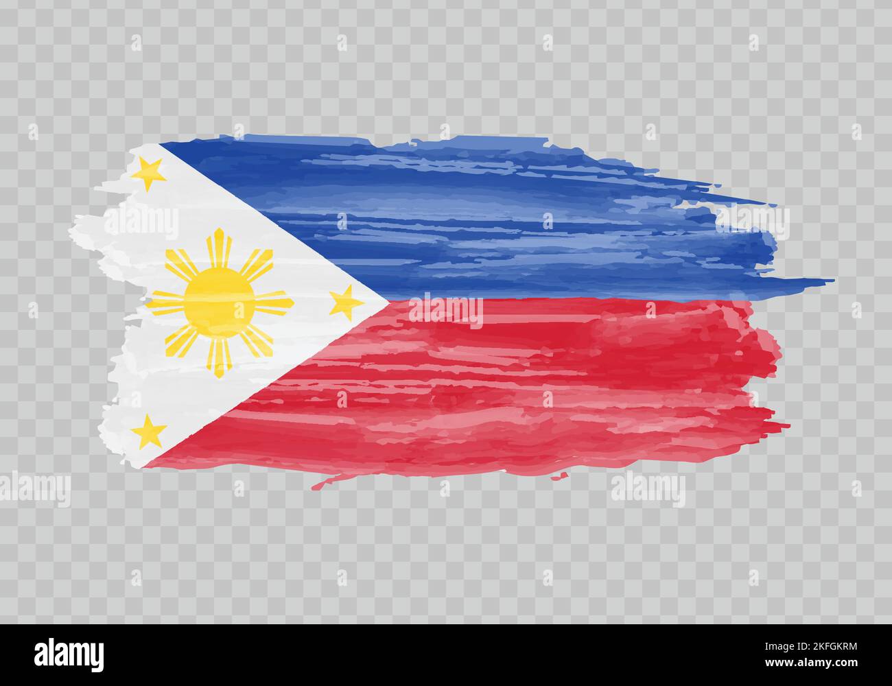 Watercolor Painting Flag Of Philippines Hand Drawing Brush Stroke