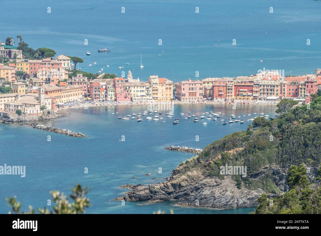 Panoramic Aerial View Of Sestri Levante And The Gulf Of Tigullio From