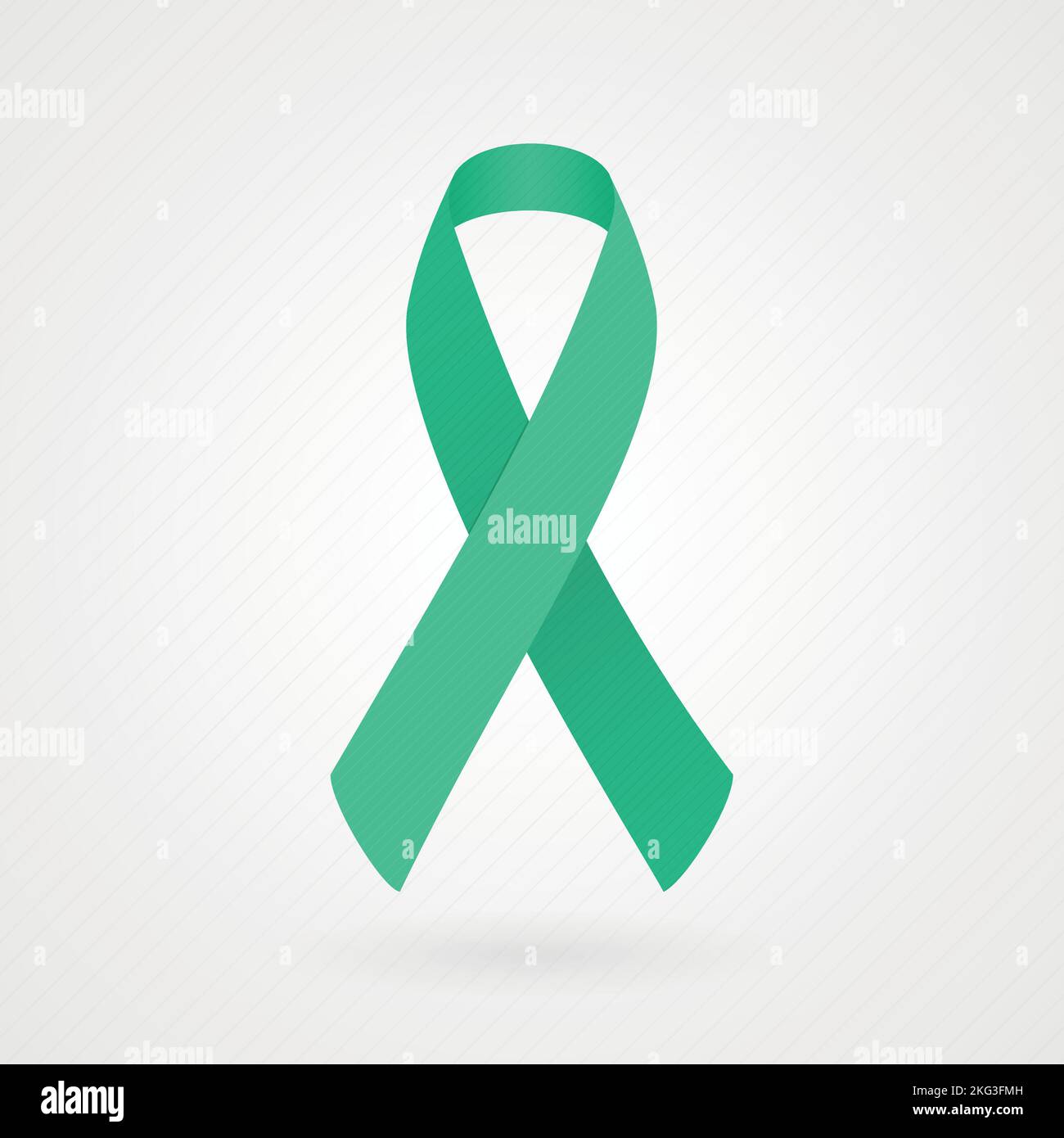 Jade Awareness Ribbon Fabric Texture Vector Illustration Flat Design