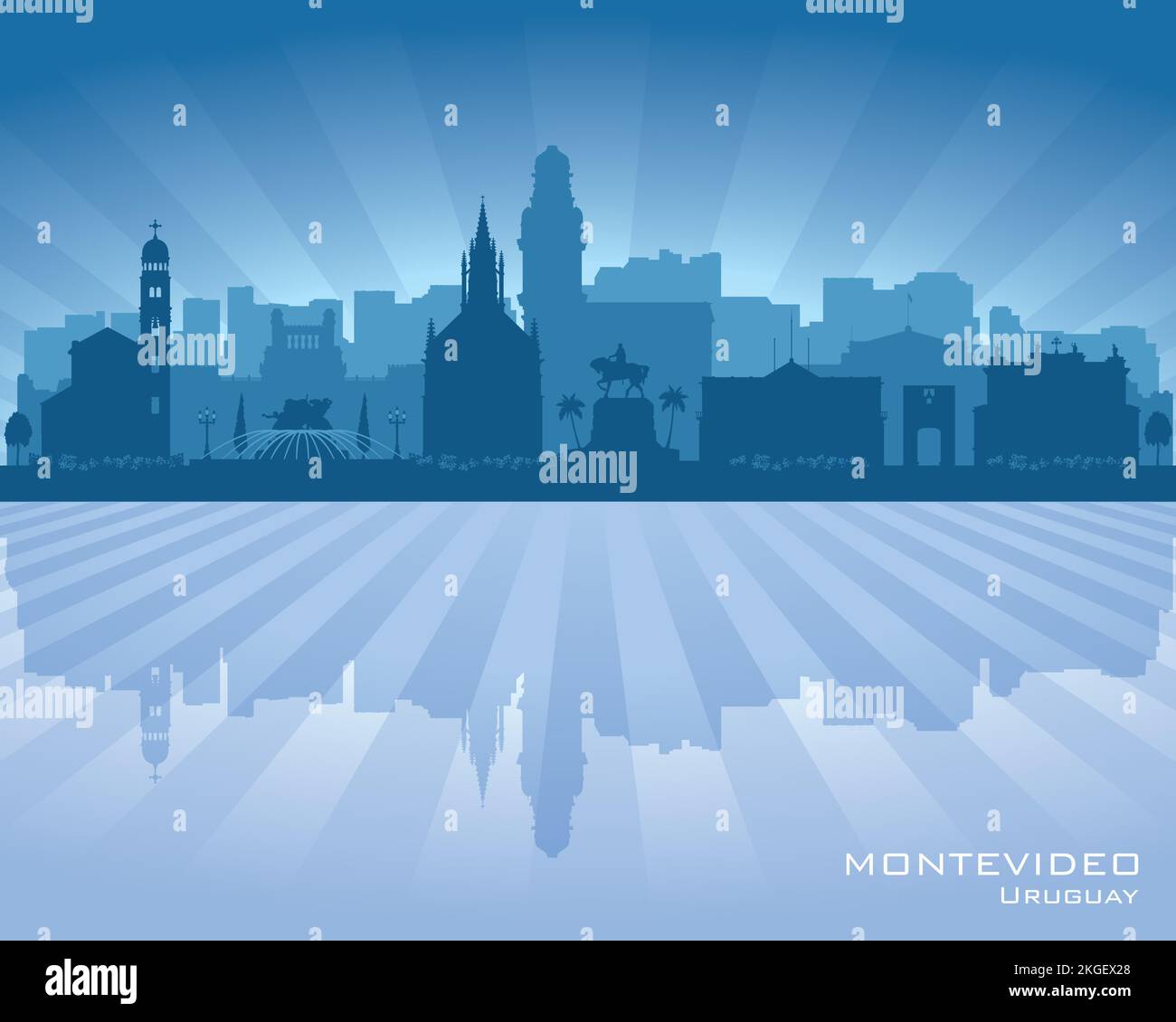 Montevideo Uruguay City Skyline Vector Silhouette Illustration Stock