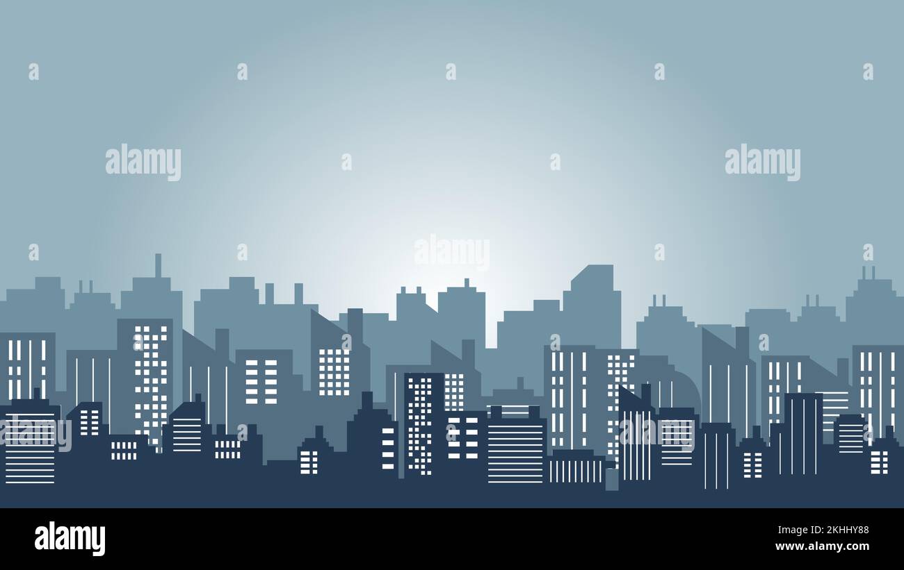 City Center Background And Tall Buildings At Night City Vector