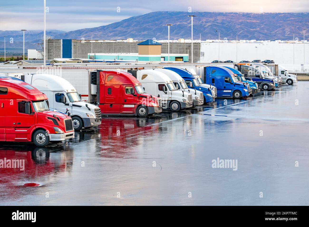 Different Make Big Rigs Semi Trucks Tractors With Loaded Semi Trailers