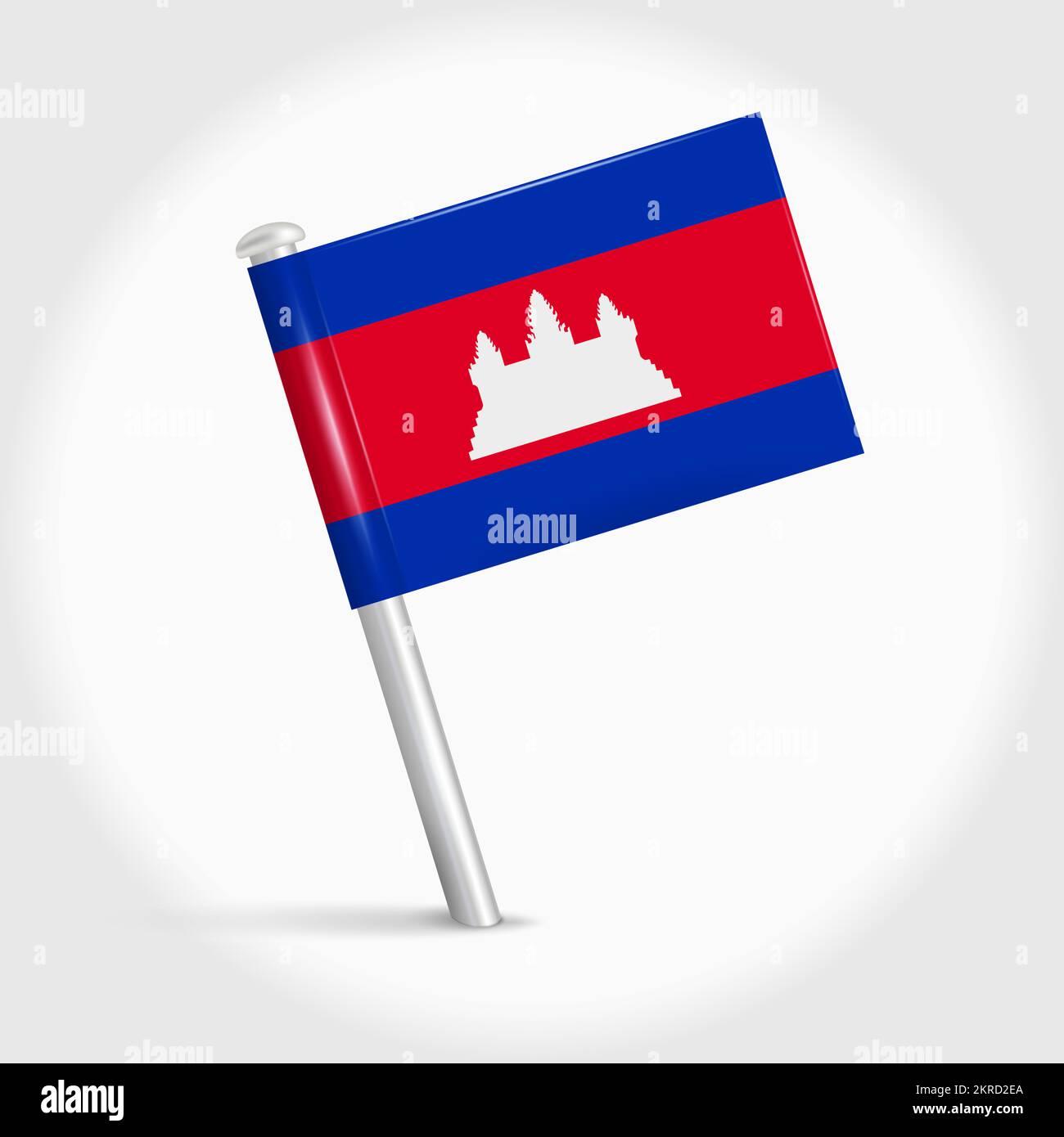 Cambodia Map Pin Flag Icon Cambodian Pennant Map Marker On A Metal