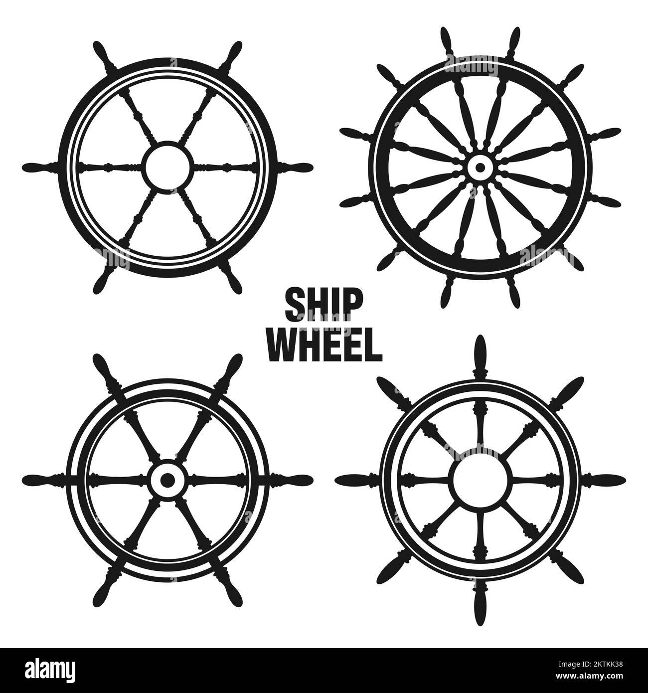 Collection Of Vintage Steering Wheels Ship Yacht Retro Wheel Symbol