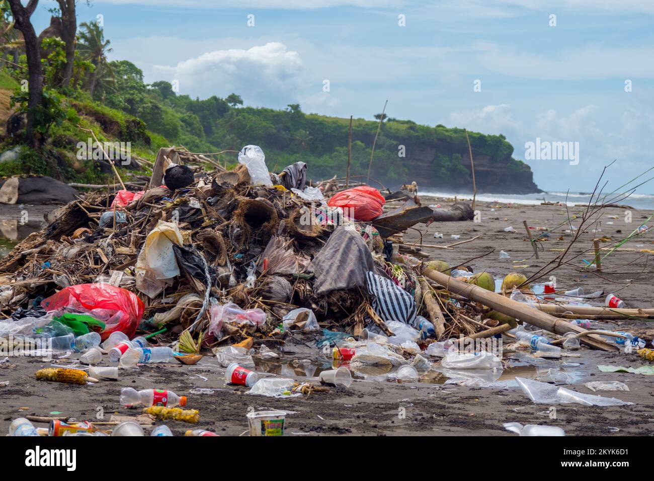 Plastic Pollution And Garbage From The Indian Ocean Collects On The