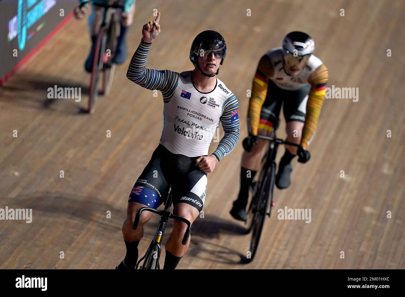 Matthew Richardson Celebrates Winning The Mens Keirin Final During Day