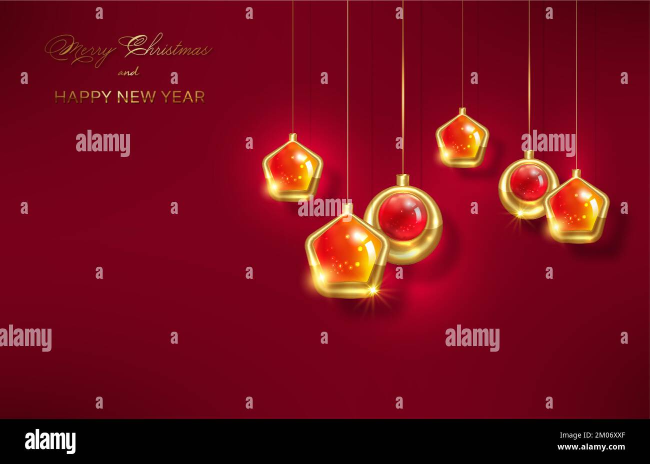 Christmas Luxury Holiday Banner With Gold Handwritten Merry Christmas