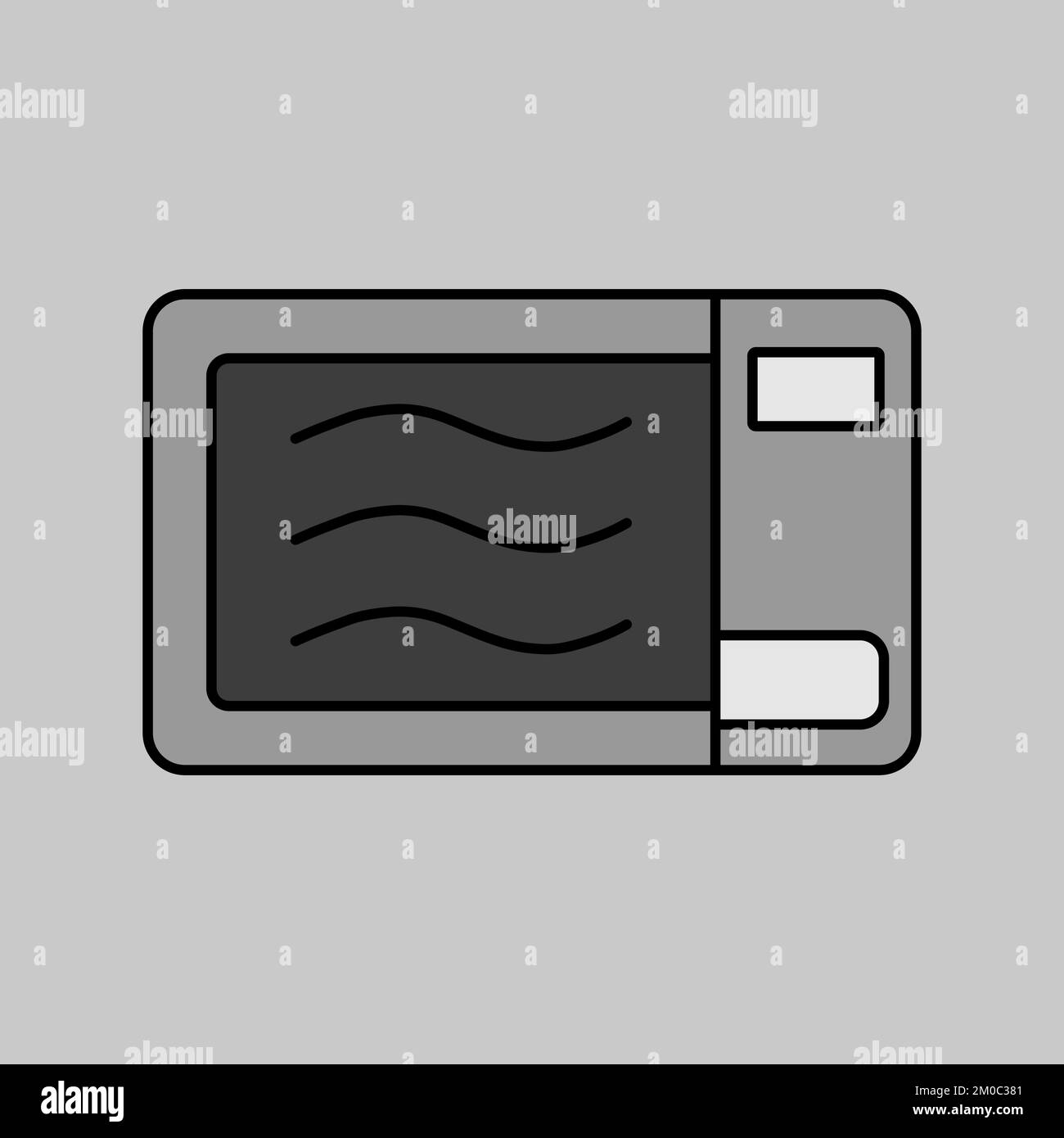 Microwave Vector Grayscale Icon Electric Kitchen Appliance Graph