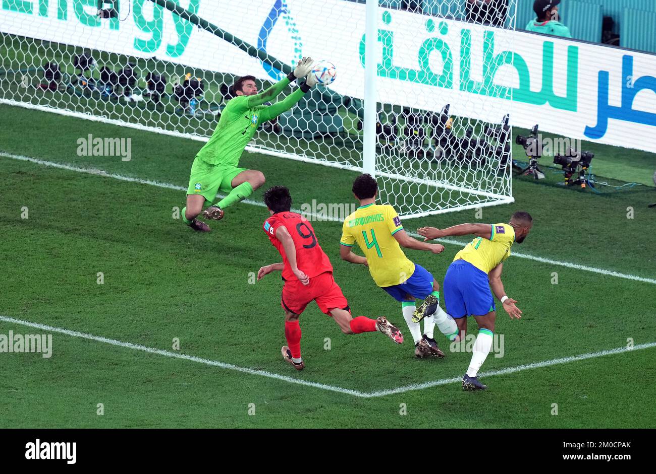 Brazil Goalkeeper Alisson Makes A Save From South Korea S Cho Gue Sung