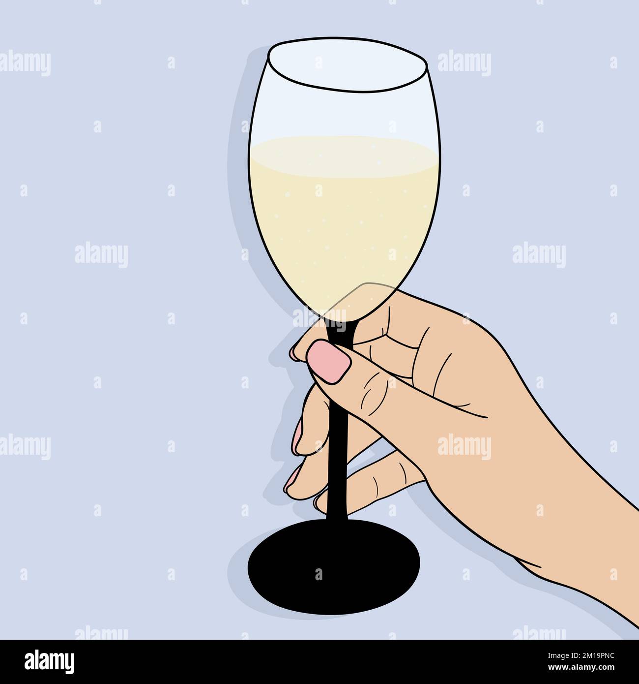 Hand Holding Wine Glass Vector Illustration Stock Vector Image Art