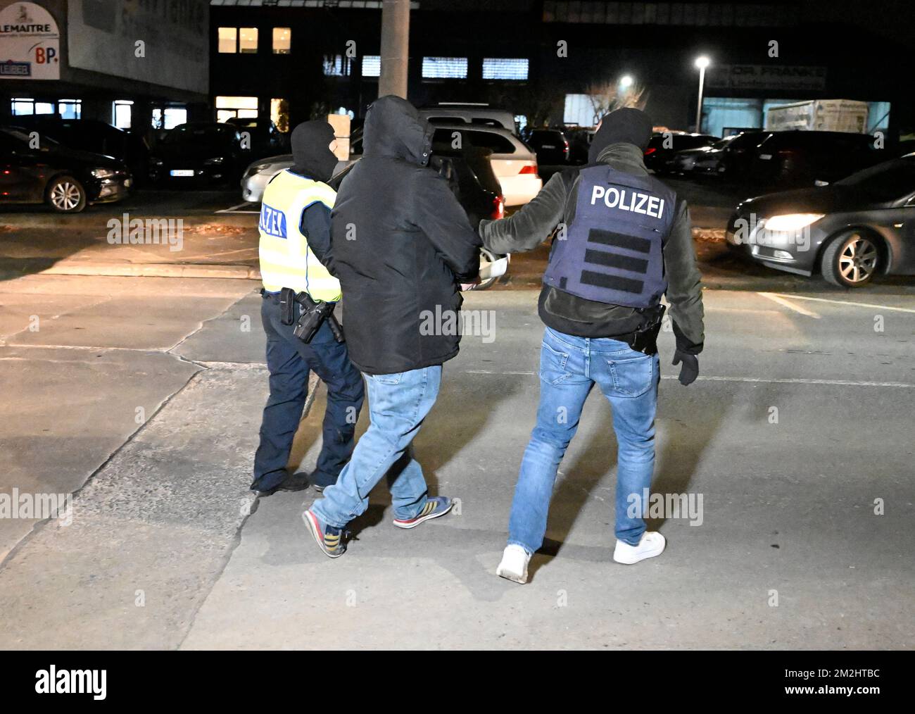 Solingen Germany Th Dec Police Officers Take Away A Suspect