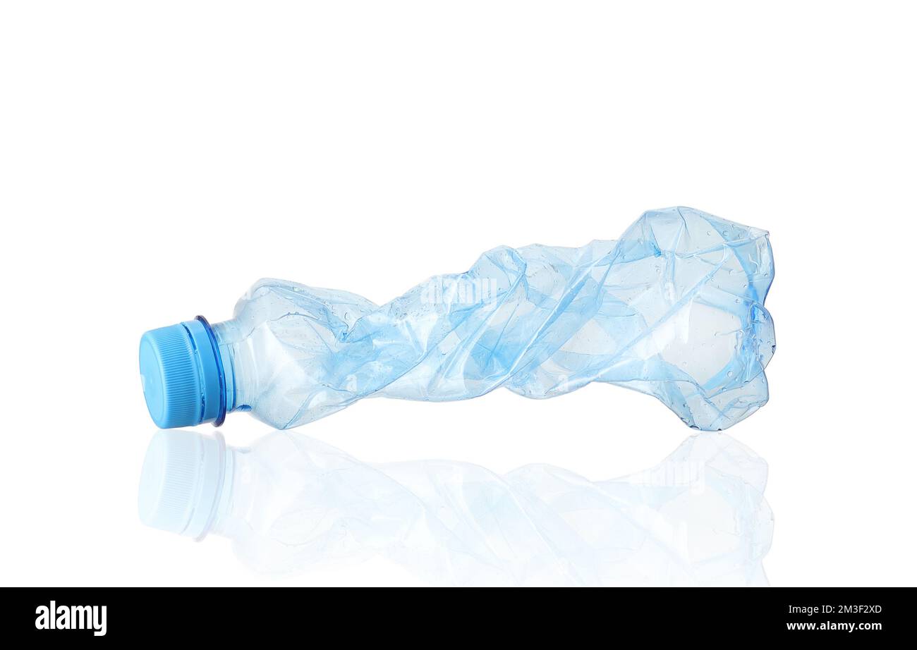 Empty Crushed Plastic Water Bottle On White Background Stock Photo Alamy