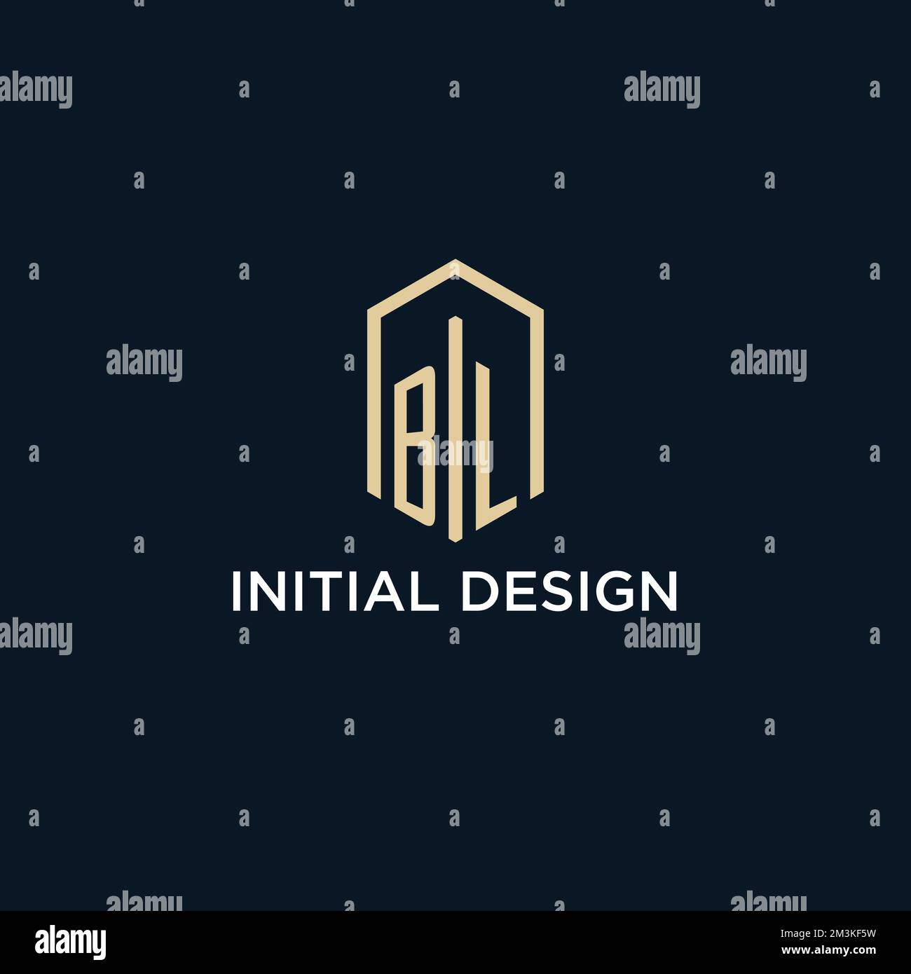 Bl Initial Monogram Logo With Hexagonal Shape Style Real Estate Logo