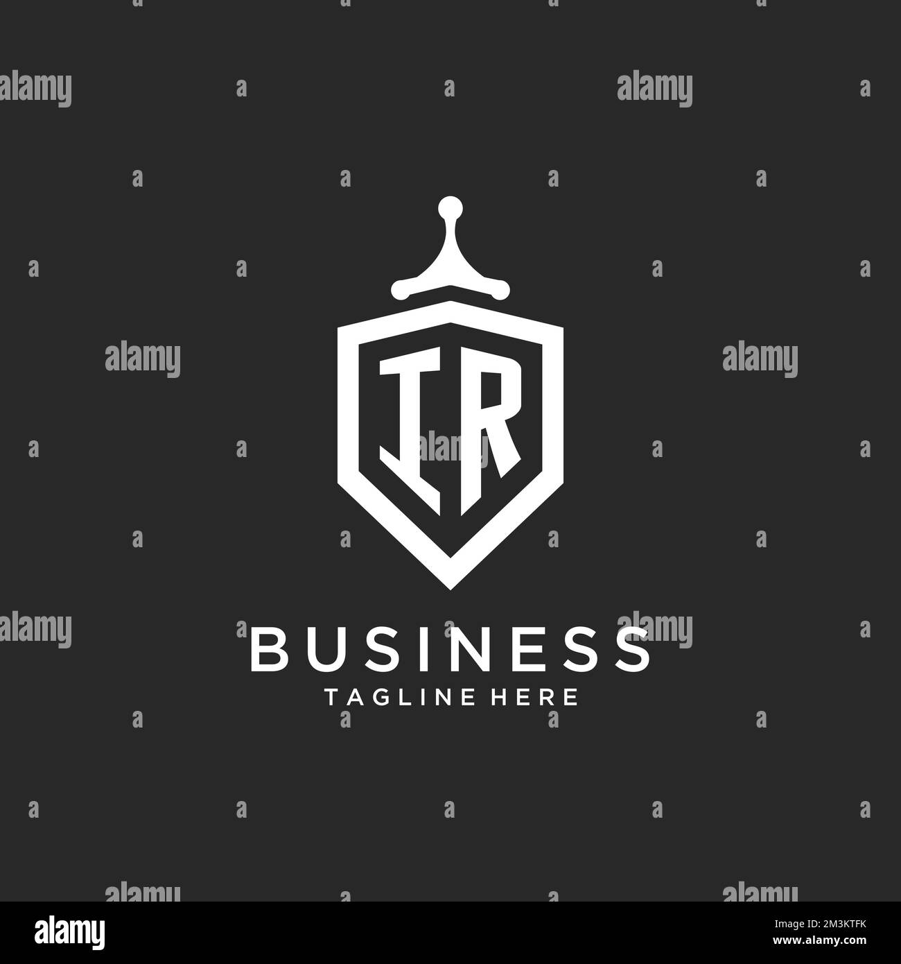 IR Monogram Logo Initial With Shield Guard Shape Design Ideas Stock