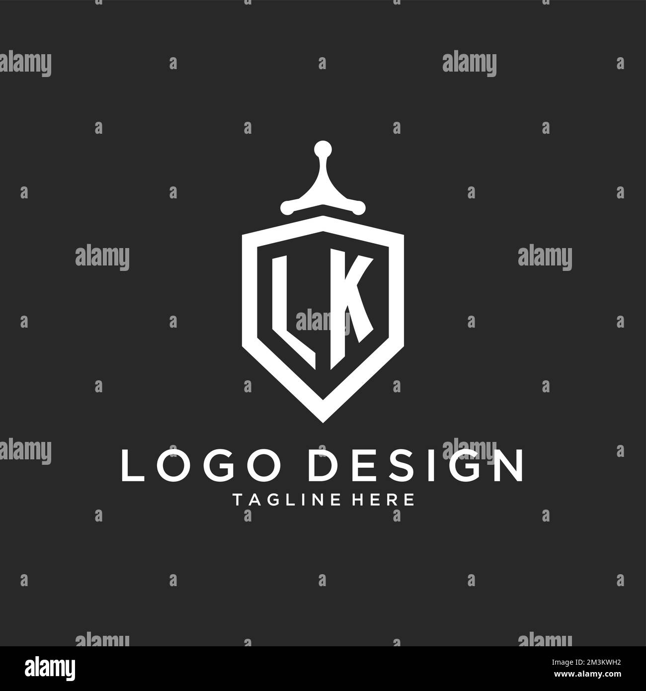 LK Monogram Logo Initial With Shield Guard Shape Design Ideas Stock