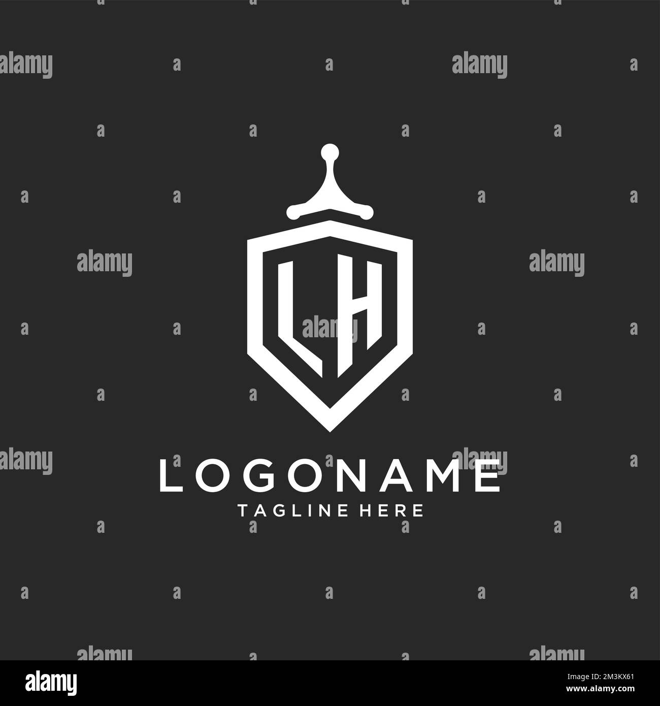 Lh Monogram Logo Initial With Shield Guard Shape Design Ideas Stock