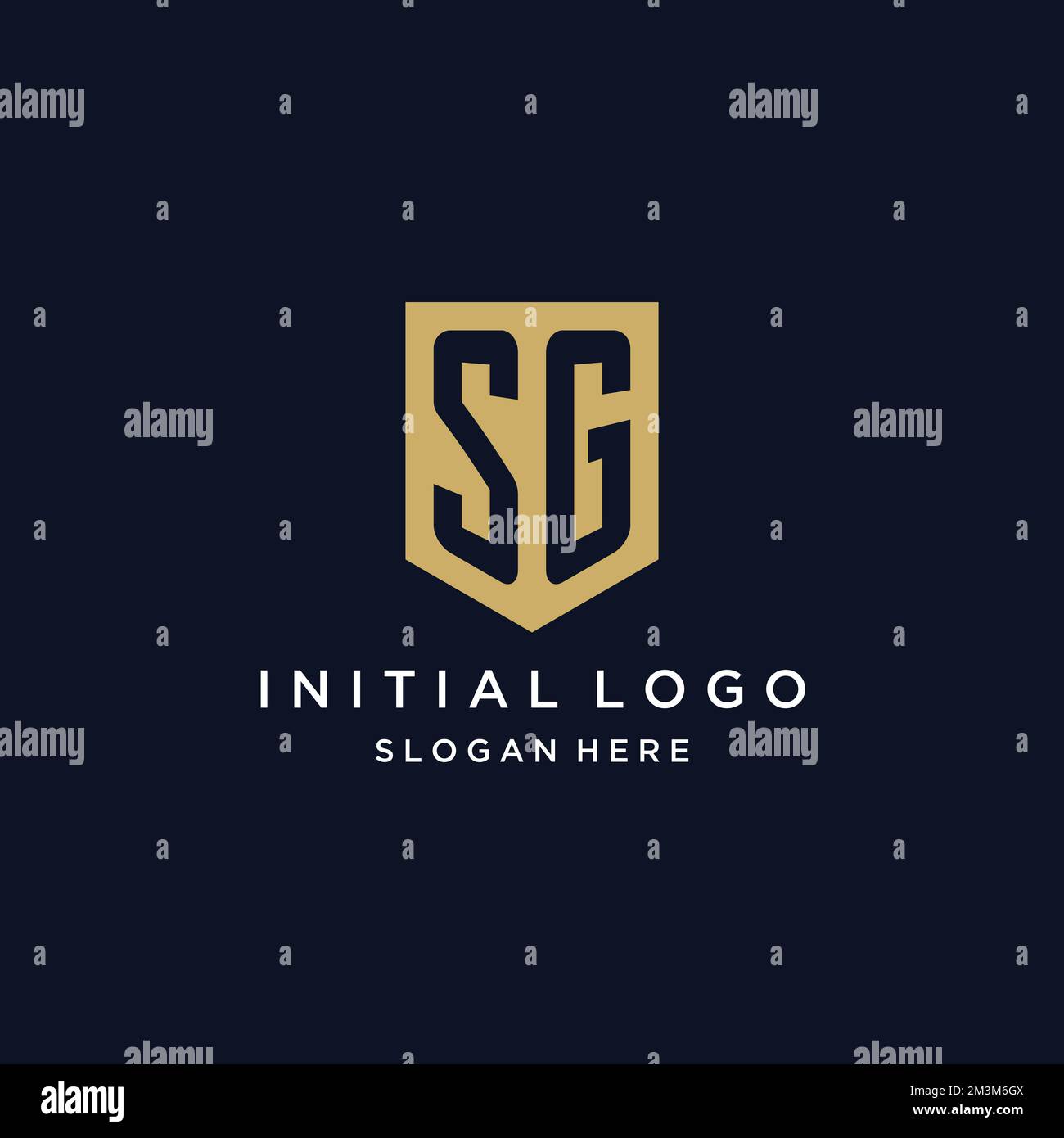 SG Monogram Initials Logo Design With Shield Icon Template Stock Vector