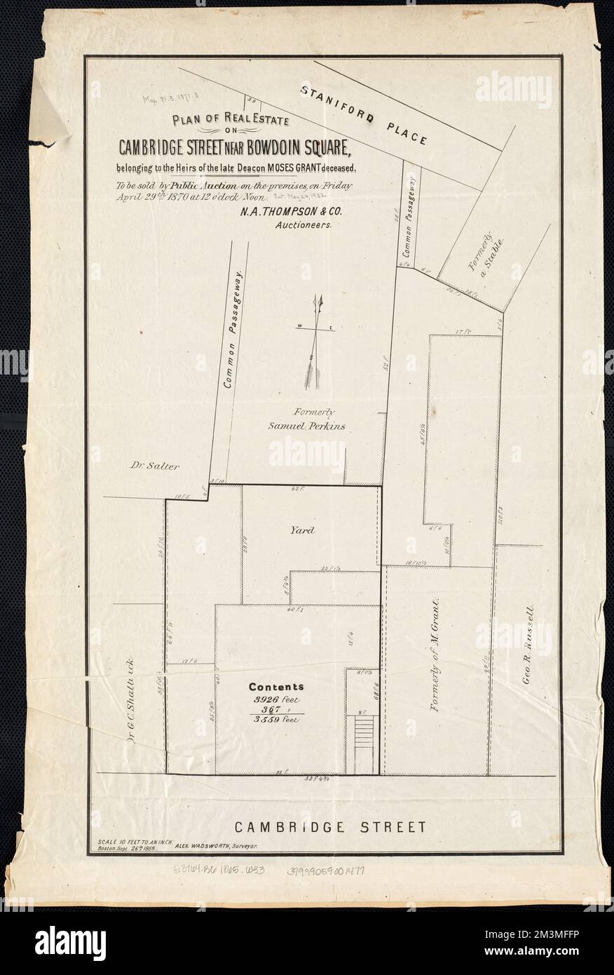 Plan Of Real Estate On Cambridge Street Near Bowdoin Square Belonging To The Heirs Of The Late