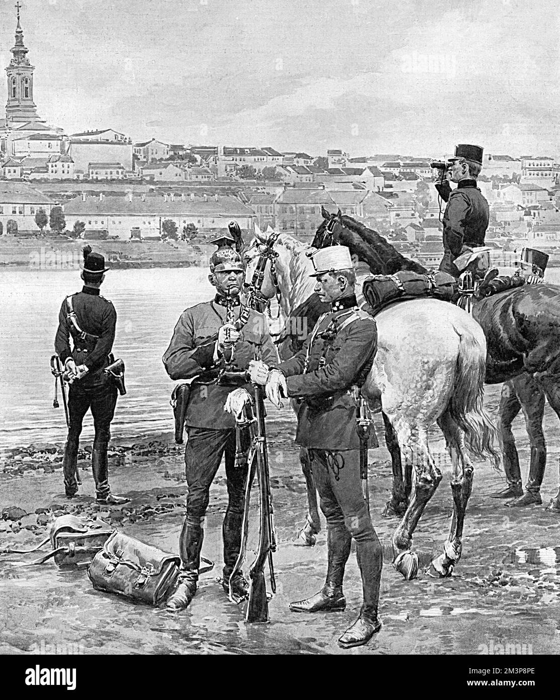 Austrian Troops By The Danube Stock Photo Alamy