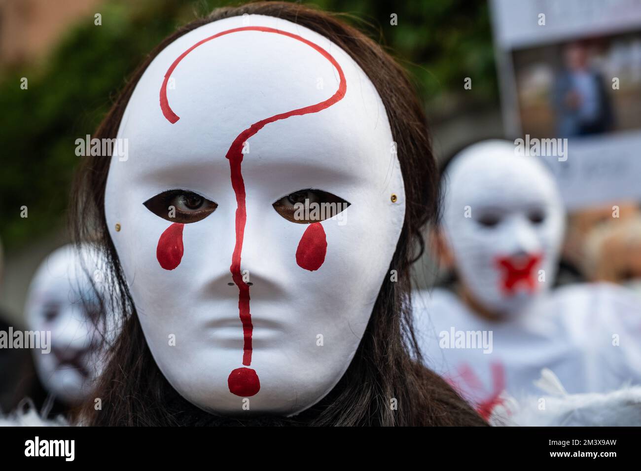 Madrid Spain Th Dec A Woman Wearing A Mask Is Seen During A