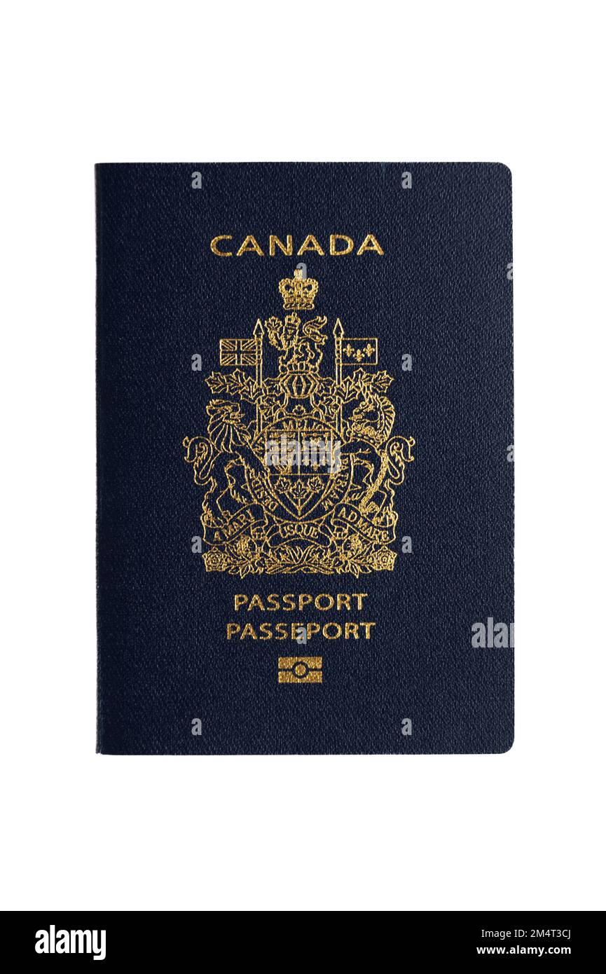 Cover Of A Canadian Passport Isolated On A White Background Stock Photo