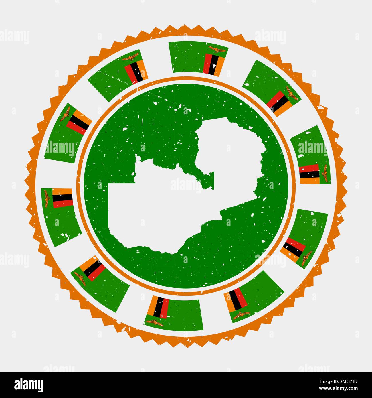 Zambia Grunge Stamp Round Logo With Map And Flag Of Zambia Country