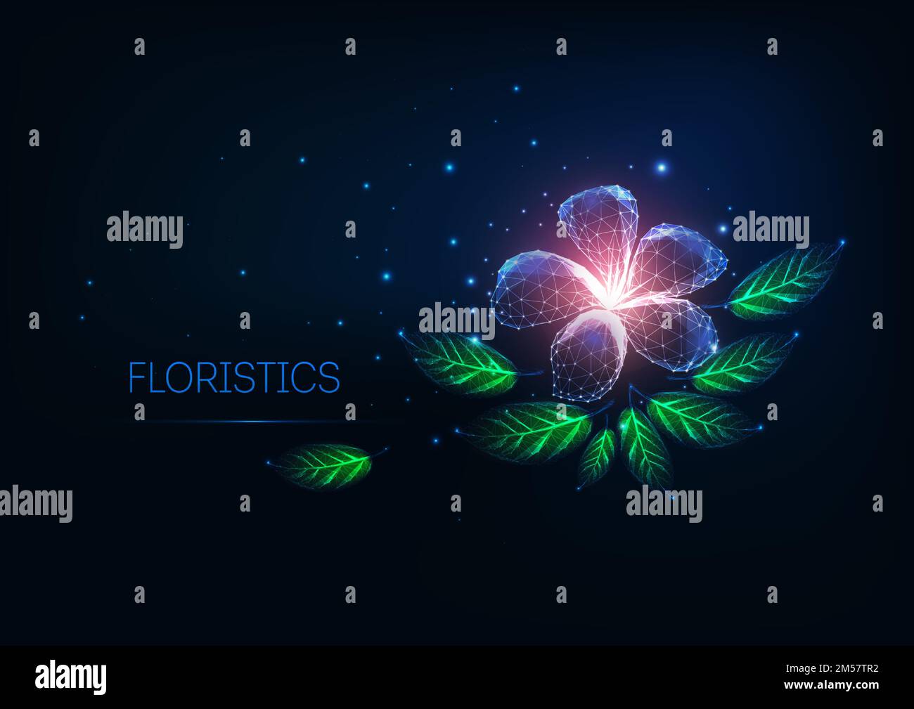 Futuristic Glowing Low Polygonal Floristics Online Flower Shop Concept