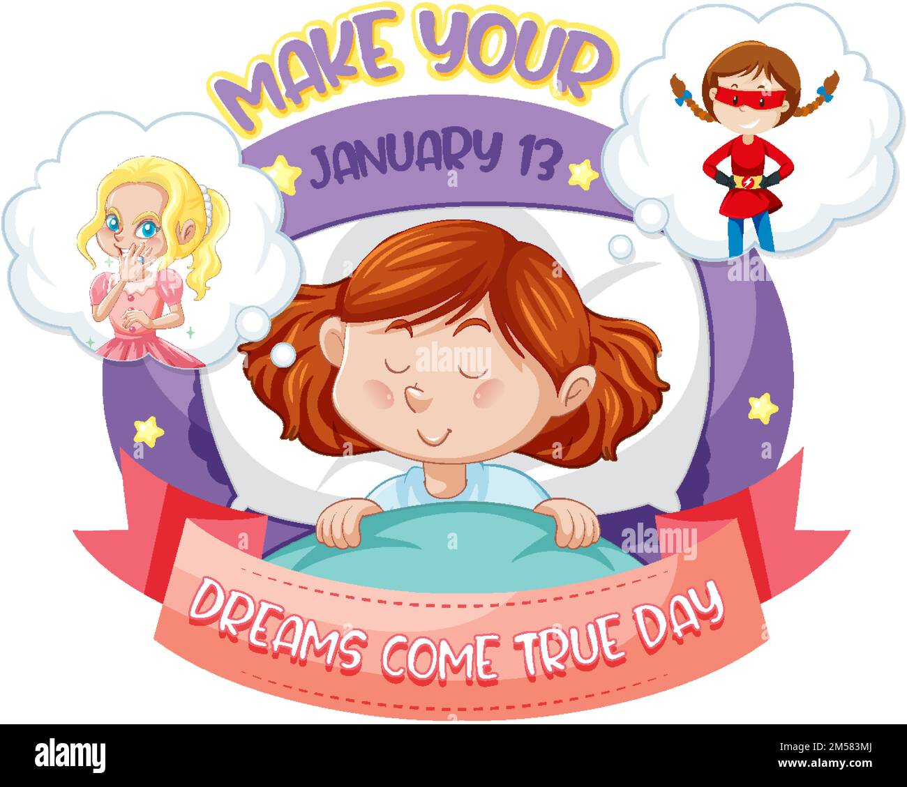 Make Your Dreams Come True Banner Design Illustration Stock Vector