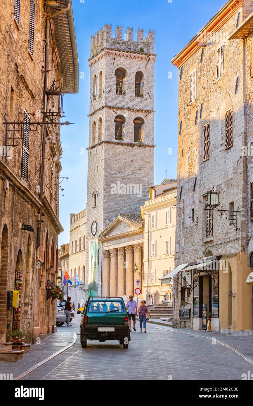 Historical Torre Del Popolo Tower On The Piazza Del Comune Taken From