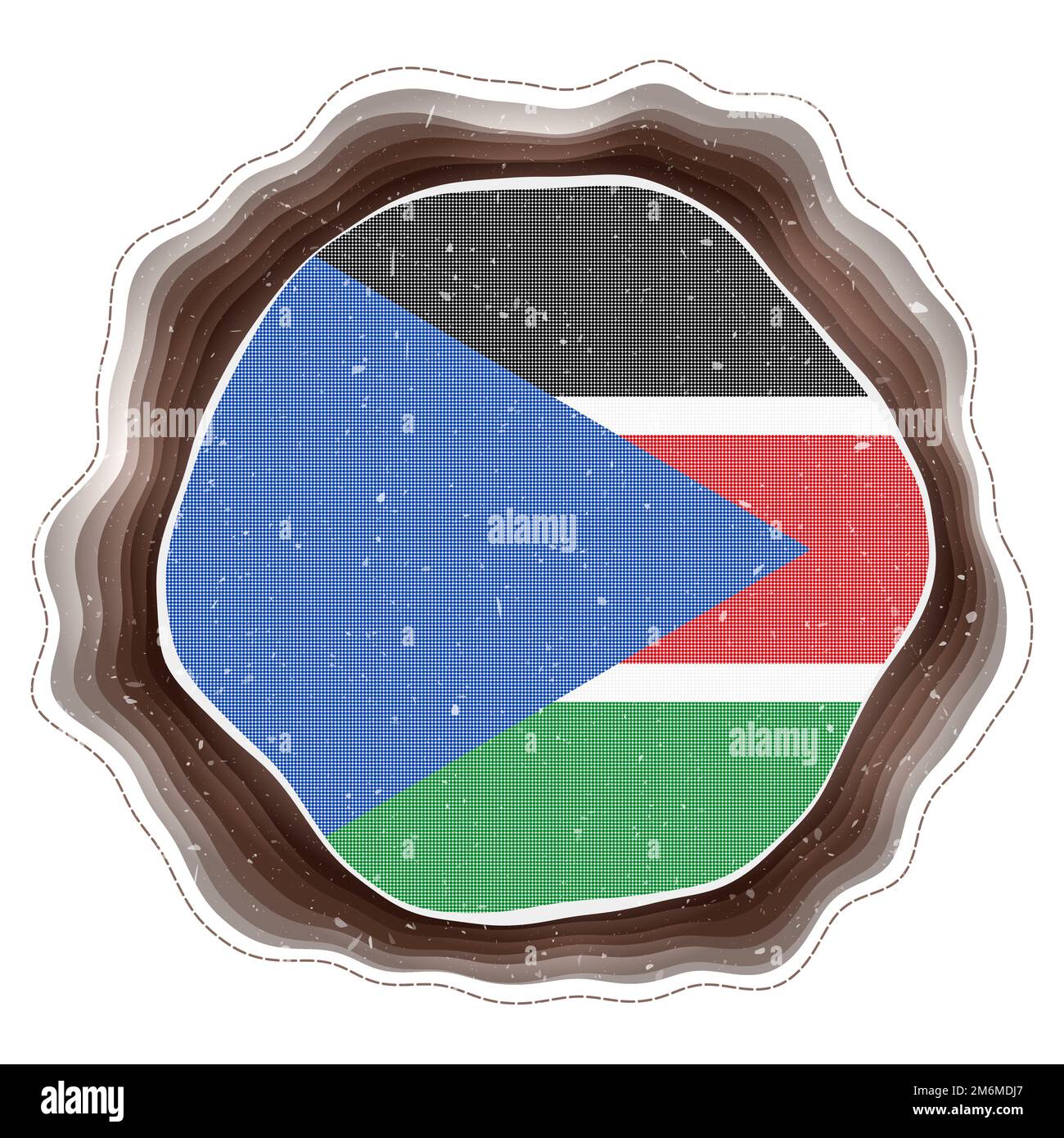 South Sudan Flag In Frame Badge Of The Country Layered Circular Sign