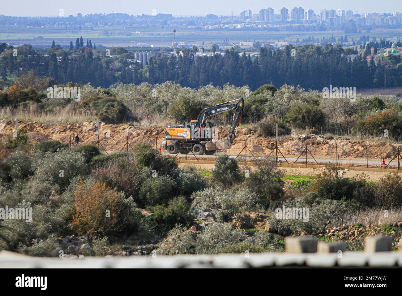 Nablus Palestine Th Jan Israeli Bulldozer Seen Building A