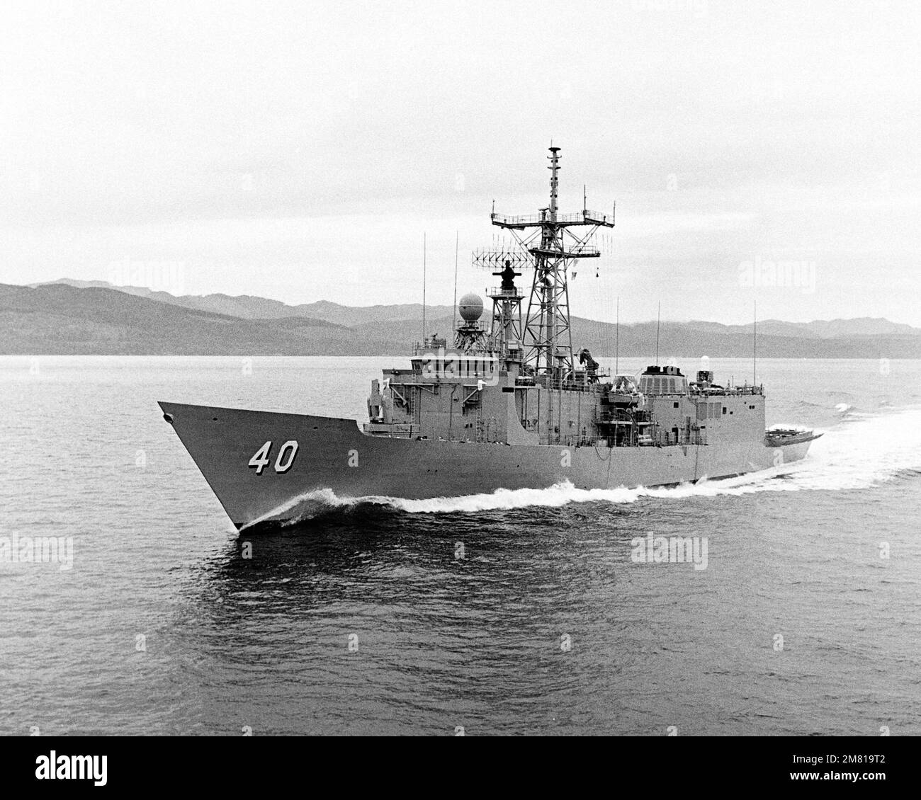 A Port Bow View Of The Guided Missile Frigate HALYBURTON FFG 40