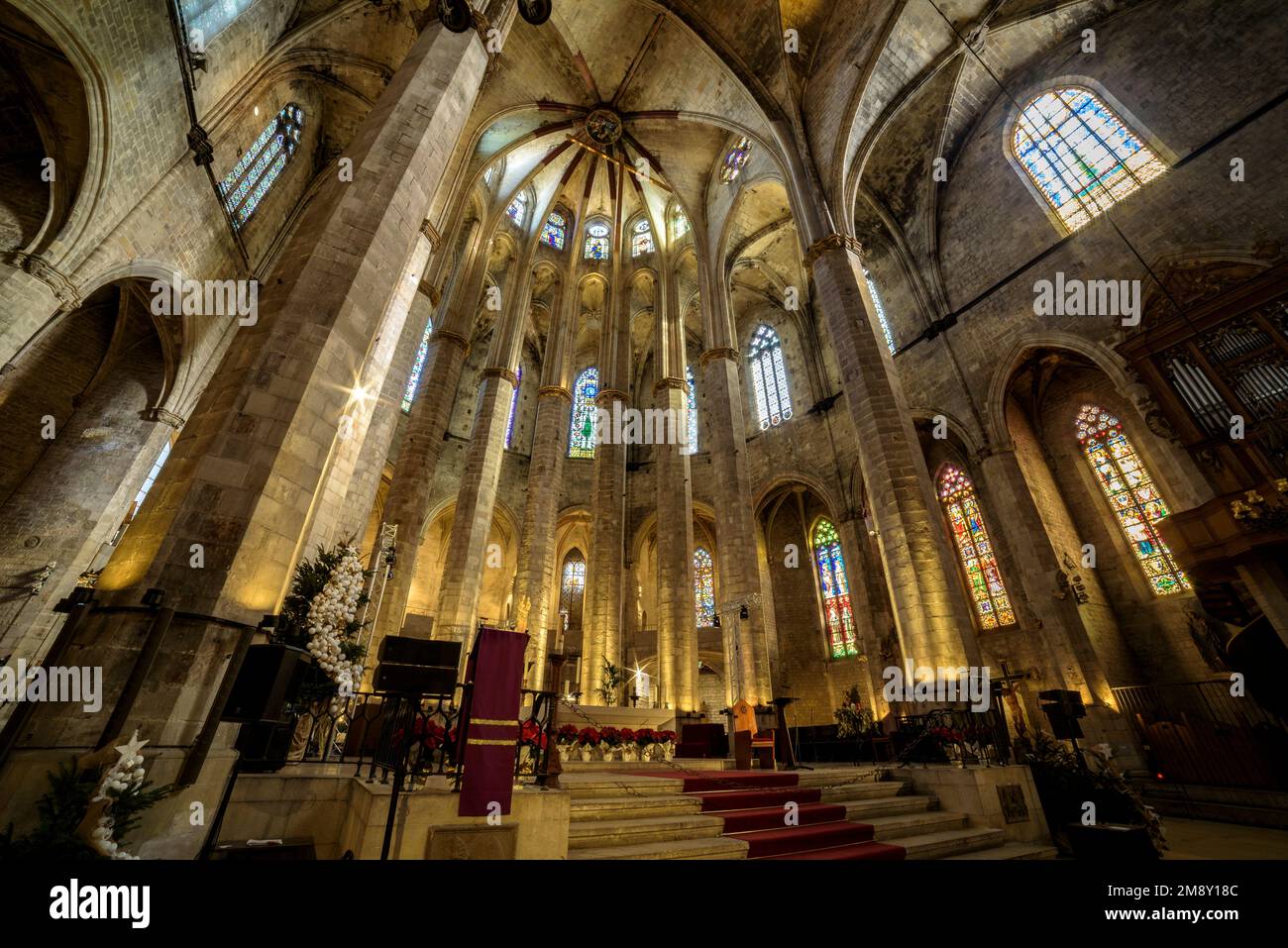 Interior Of The Gothic Basilica Of Santa Maria Del Mar Barcelona