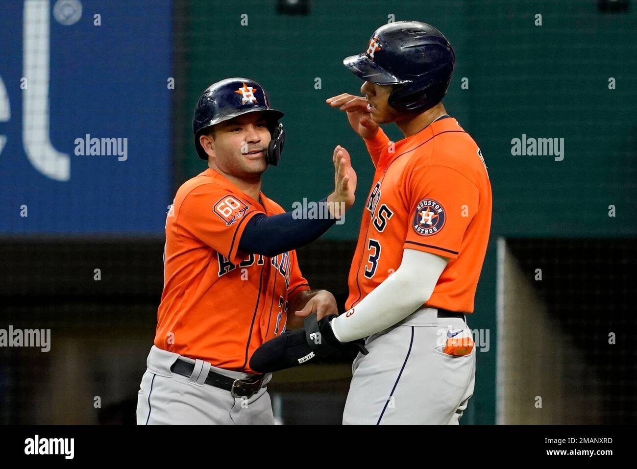 Houston Astros Jose Altuve And Jeremy Pena 3 Celebrate After The Duo