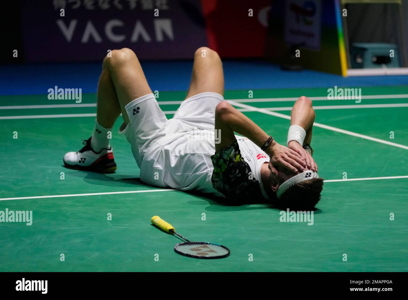 Denmark S Viktor Axelsen Celebrates After Defeating Thailand S Kunlavut