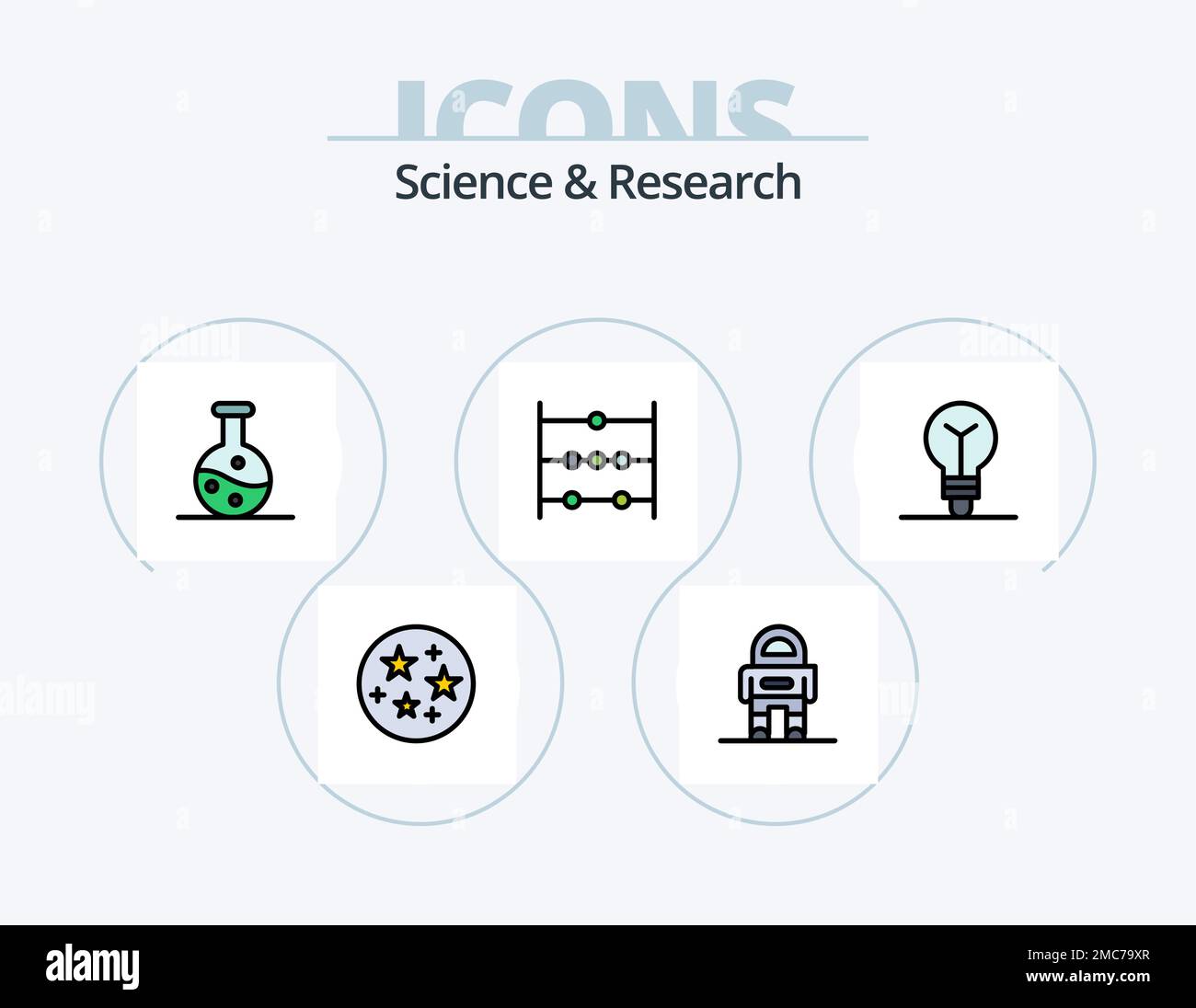 Science Line Filled Icon Pack 5 Icon Design Toy Virus Bacteria