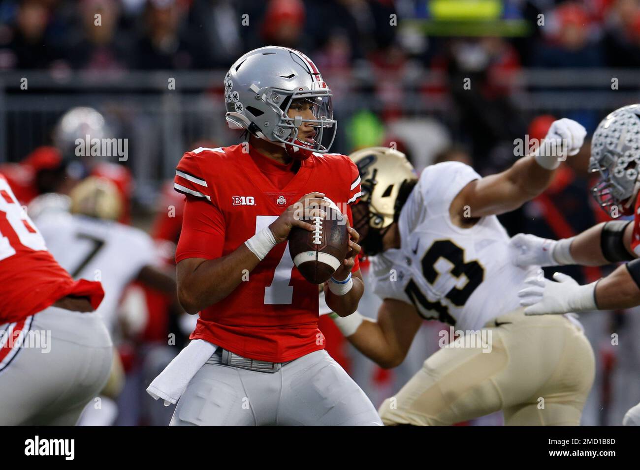 Ohio State Quarterback C J Stroud Plays Against Purdue During An NCAA