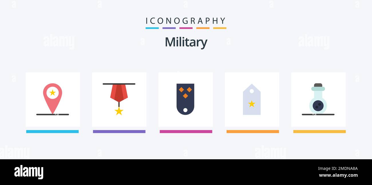 Military Flat Icon Pack Including Star One Plain Military Rank