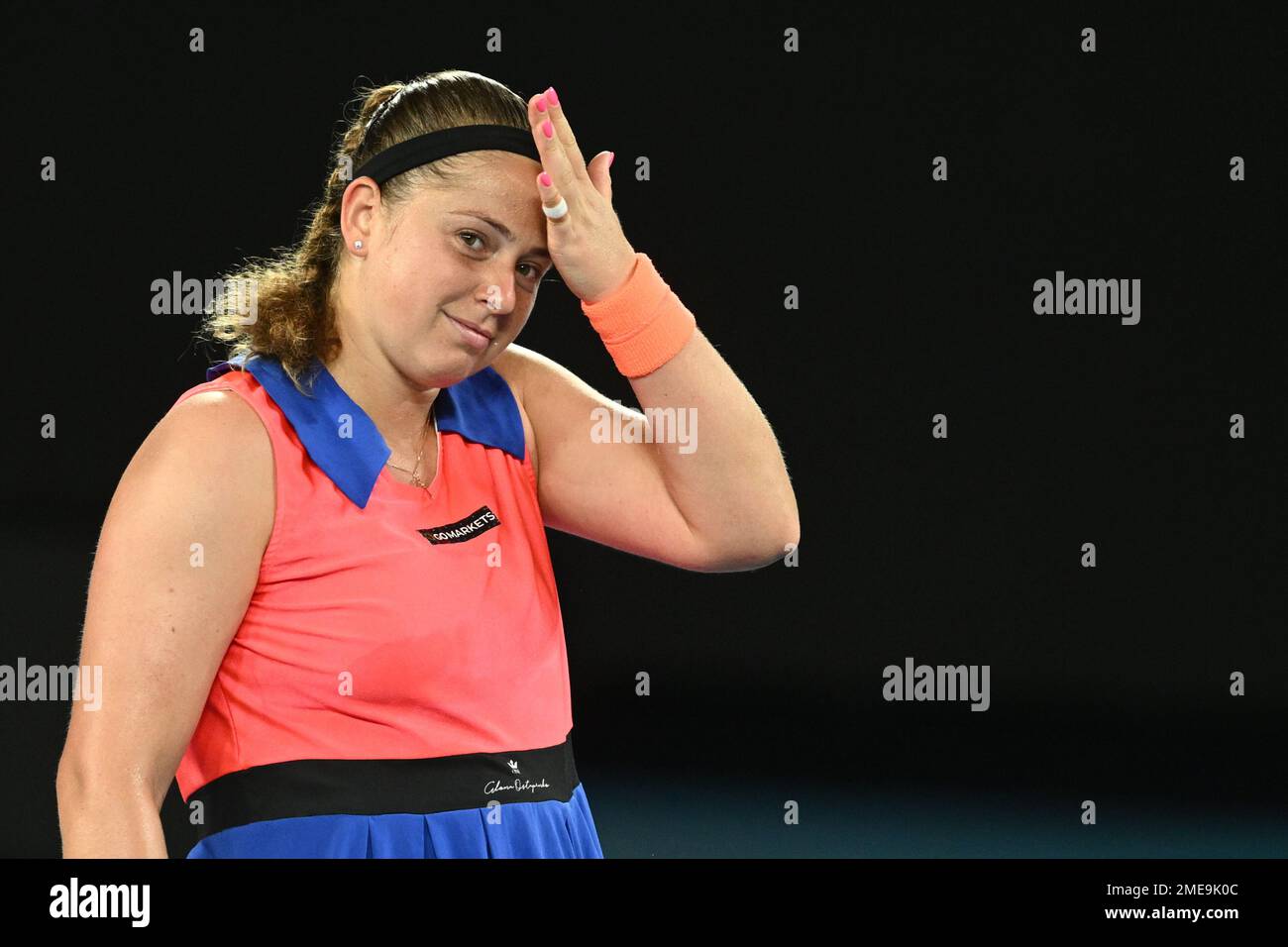 Jelena Ostapenko Of Latvia Reacts During Her Quarterfinal Match Against