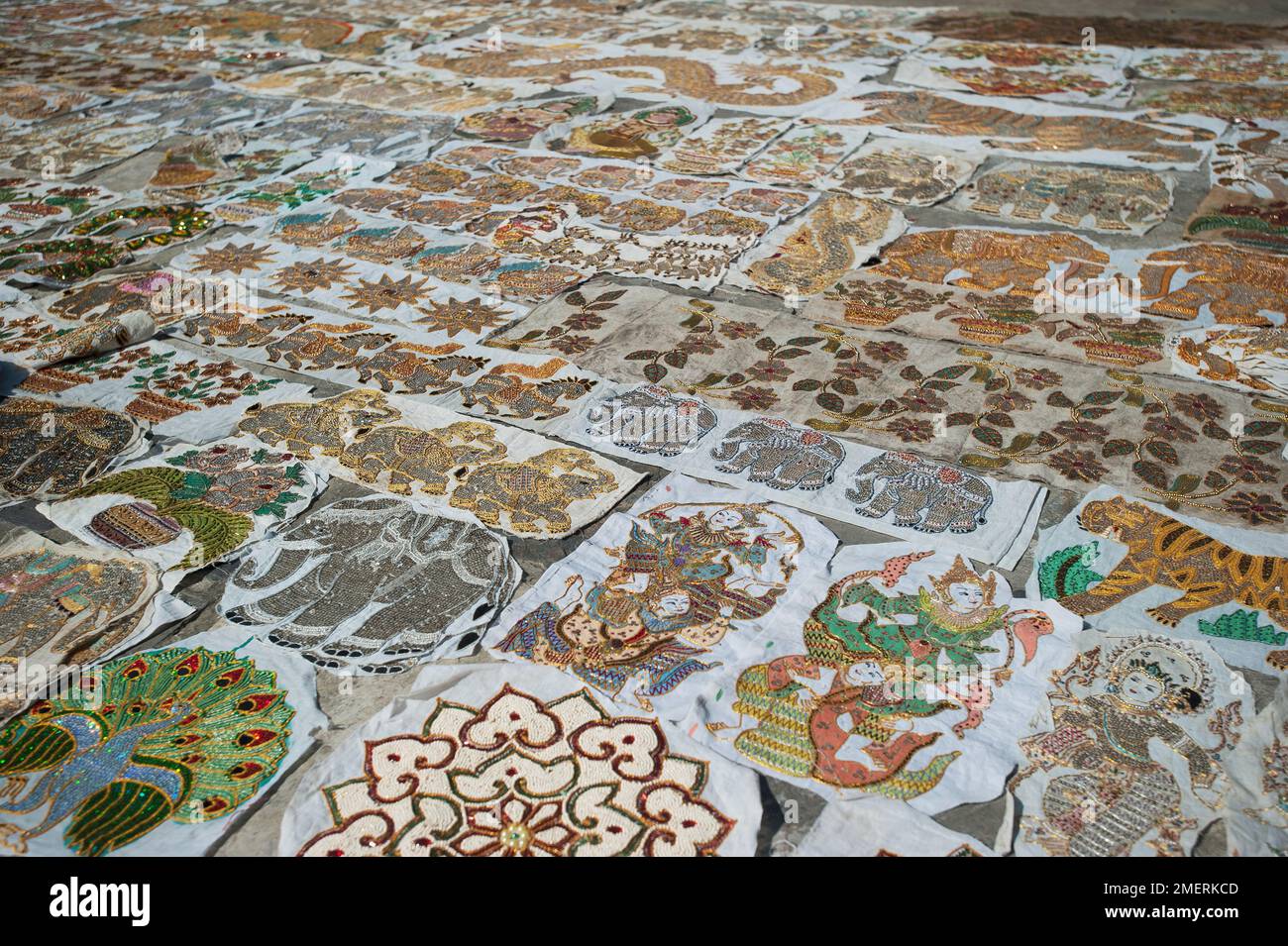 Myanmar Mandalay Kuthodaw Pagoda Ornate Embroidery Stock Photo Alamy