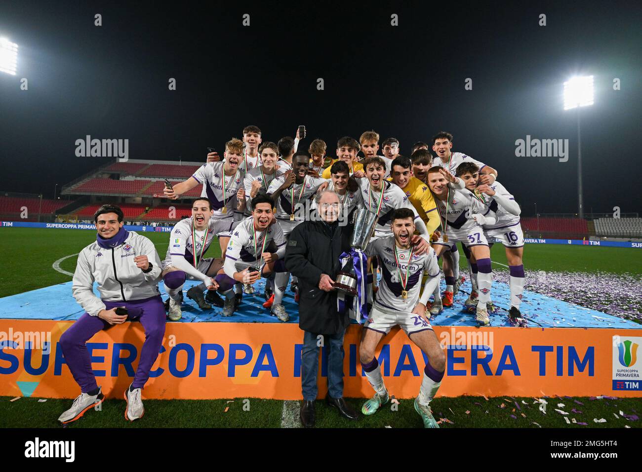 Team ACF Fiorentina And The President Rocco Commisso Celebrating After