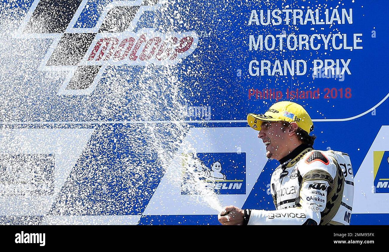 Angel Nieto Rider Albert Arenas Of Spain Sprays Champagne During Trophy